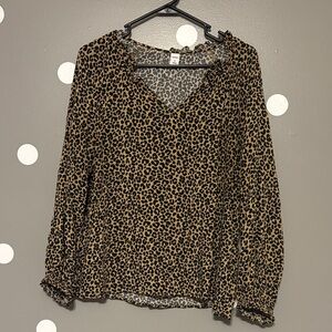 Old Navy Leopard Print V-Neck Blouse